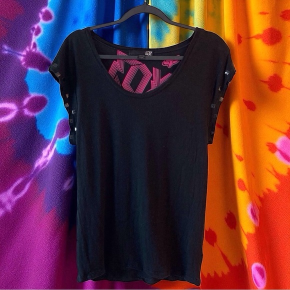 Fox Racing Black & Pink Tee Early 2000s Moto Style Y2K retro backtoschool - Picture 2 of 9